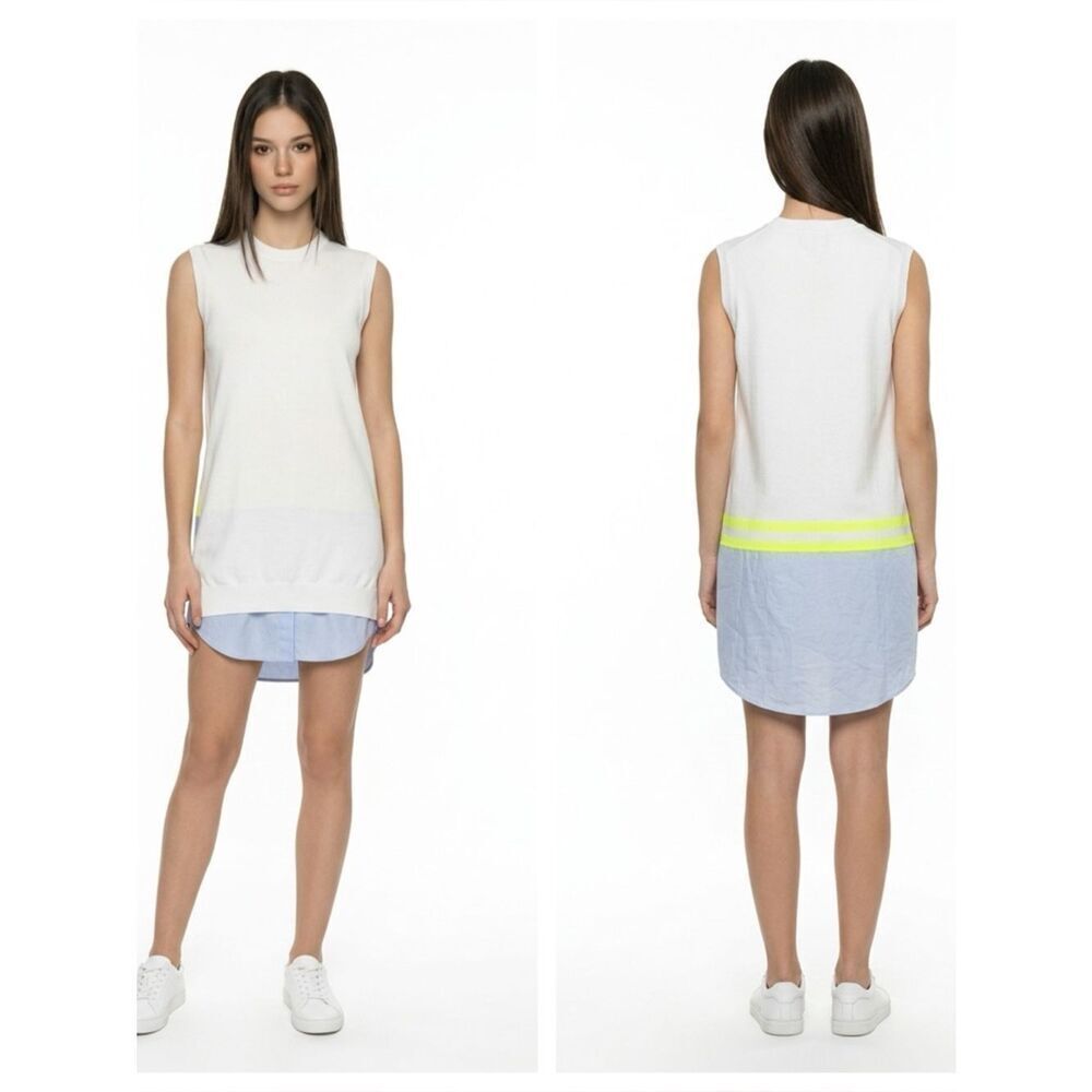 ALEXANDER WANG | Sleeveless White Sweater Blue Shirttail Dress Women’s Size M